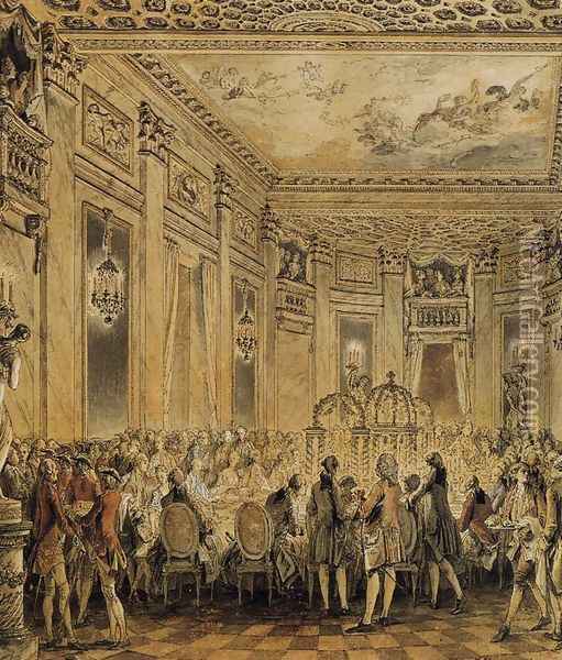 Banquet Given in the Presence of the King 1771 Oil Painting - Jean-Michel Moreau