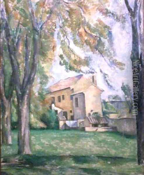 Farmhouse and Chestnut Trees at Jas de Bouffan Oil Painting - Paul Cezanne