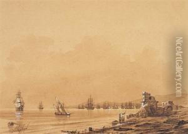Port W Teodozji Na Krymie Oil Painting - Iwan Konstantynowicz Ajwazowski