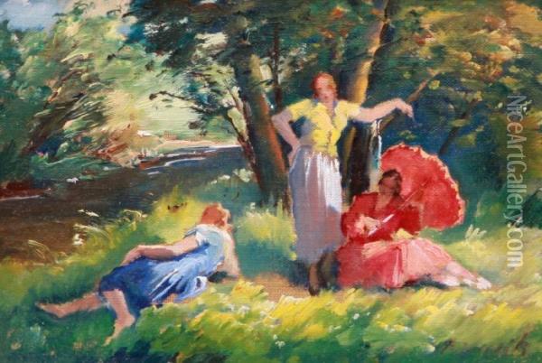 Summer Afternoon Oil Painting - Frantisek Hladik