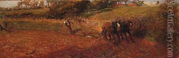 The Plough Team Oil Painting - Sir Alfred East