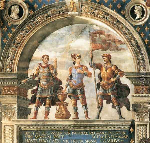 Decoration of the Sala del Gigli 1482-84 Oil Painting - Domenico Ghirlandaio