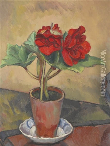 Begonias Oil Painting - Bernard Meninsky