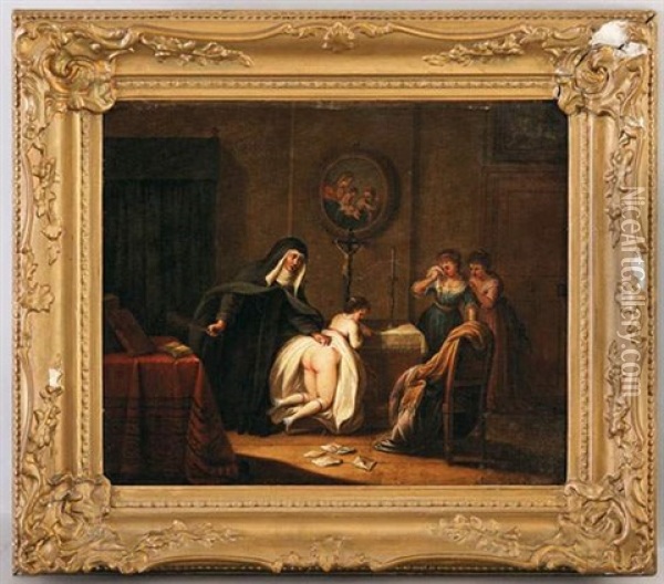 Le Doux Chatiment Oil Painting - Adam Johann Braun