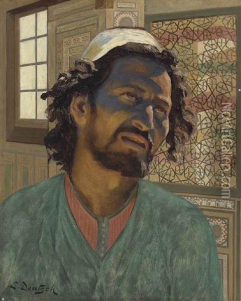 An Arab Man Oil Painting - Ludwig Deutsch