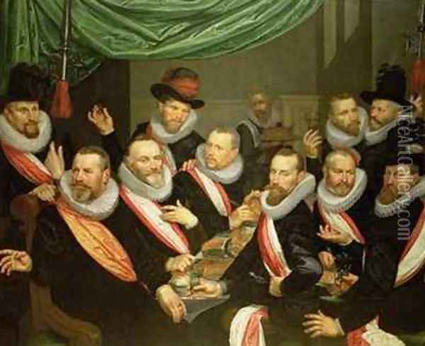 Banquet of the Officers and Subalterns of the Civil Guard of San Jorge Oil Painting - Frans de Grebber