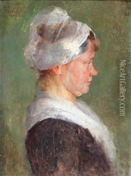 Profile Portrait Of A Girl Oil Painting - Adolf Fenyes