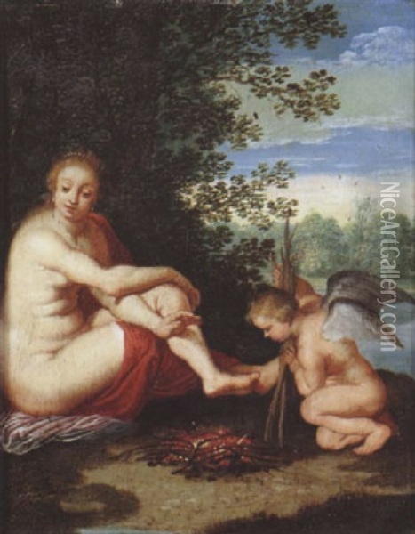 Venus Et Cupidon Oil Painting - Hans Rottenhammer the Elder
