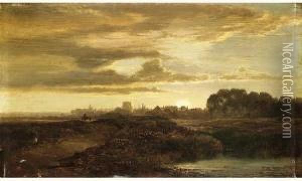 Paysage De Bretagne Au Crepuscule Oil Painting - Jules Breton