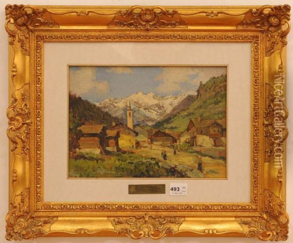 Paesaggio Alpino Oil Painting - Filiberto Petiti
