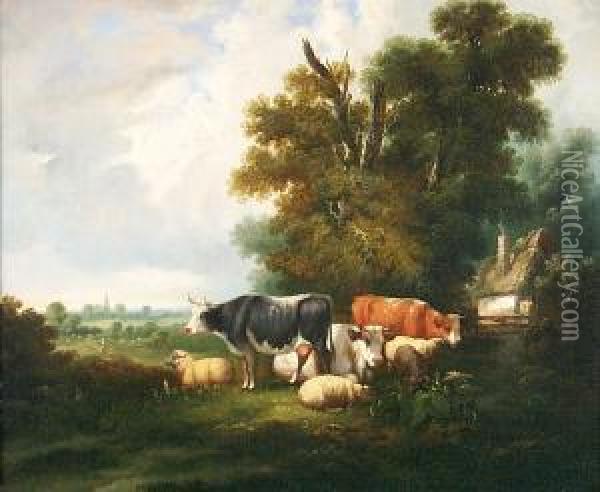 Cattle And Sheep Oil Painting - Henry Ladbrooke
