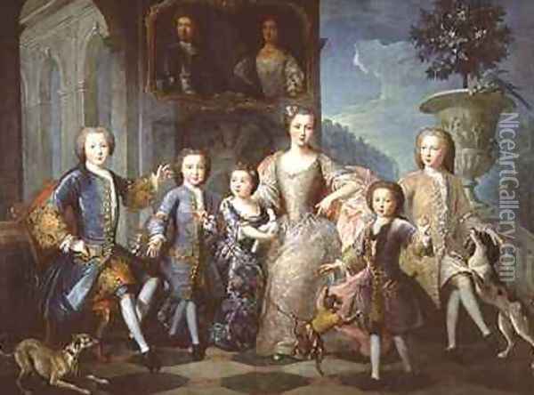 Portrait of the Family of the Duke of Valentinois Oil Painting - Pierre Gobert