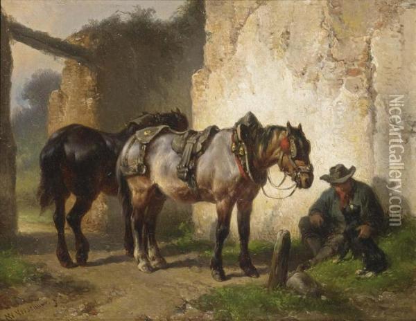 Moment Of Rest Oil Painting - Wouterus Verschuur