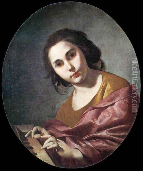 Clavichord Player Oil Painting - Bernardo Cavallino