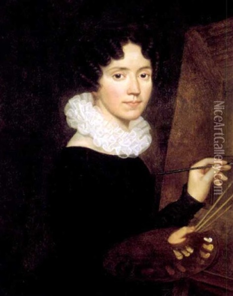 Portrait D'une Femme Peintre Devant Son Chevalet Oil Painting - Francois Pascal Simon Gerard