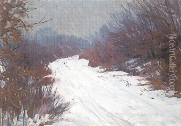 Kleinborstel Im Schnee Oil Painting - Eduard Steinbach