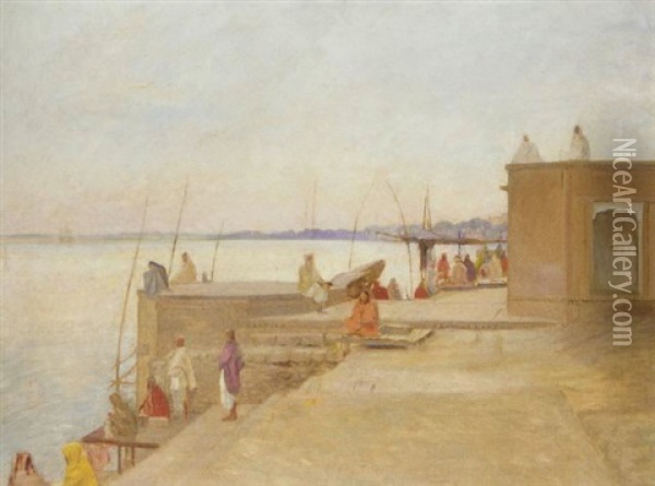 Ghats At Benares Oil Painting - William (Sir) Rothenstein