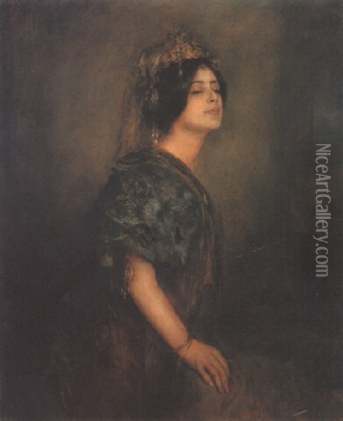 Damenportrait Oil Painting - Franz Seraph von Lenbach