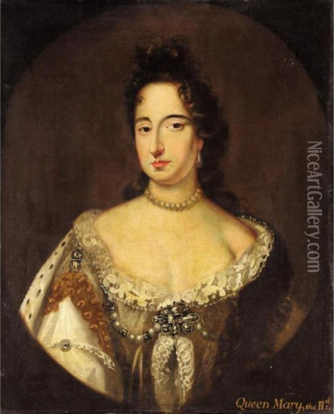 Portrait Of Queen Mary Ii Oil Painting - Sir Godfrey Kneller
