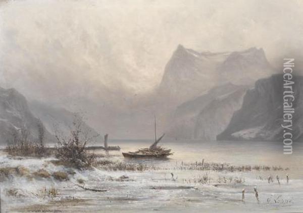 Lac Des Quatres Cantons Et L'urirotstock Oil Painting - Gabriel Loppe