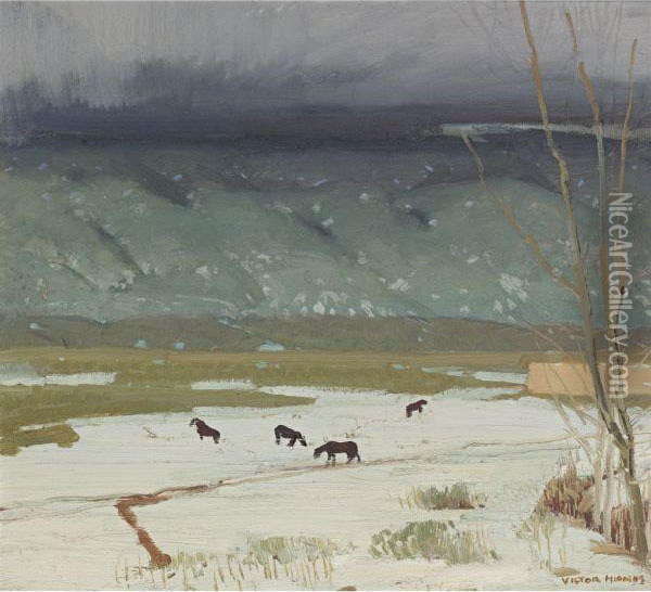 Winter Fields (pinion Trees) Oil Painting - Victor, William Higgins