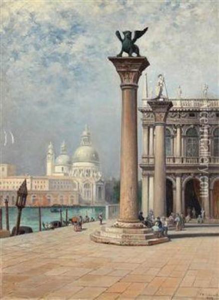Der Markusplatz In Venedig Oil Painting - Frans Wilhelm Odelmark