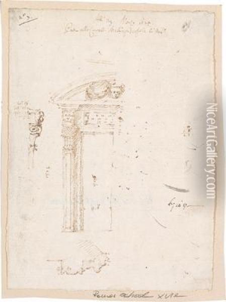 Design For A Portico With Corinthian Columns Oil Painting - Francesco Castelli Borromini