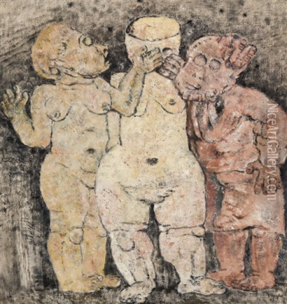 Three Figures (1932) Oil Painting - Frits Van Den Berghe