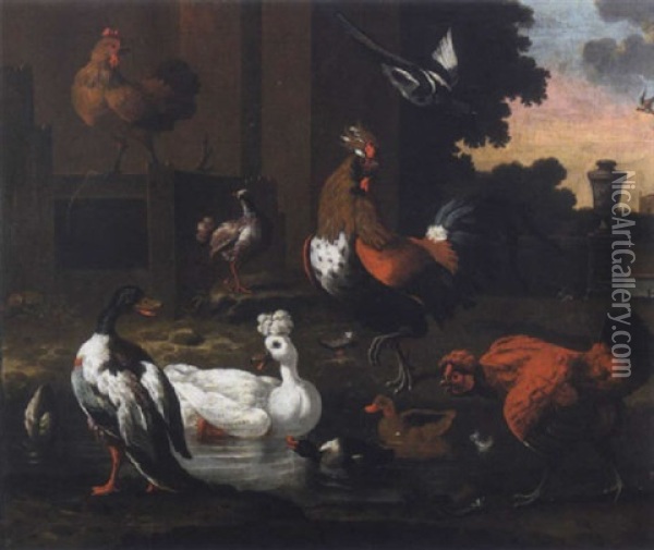 La Basse-cour Oil Painting - Adriaen van Oolen