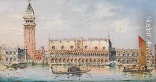 Venedig - Blick Auf Den Markusplatz Und Ca' D'oro Oil Painting - Giovanni Grubacs
