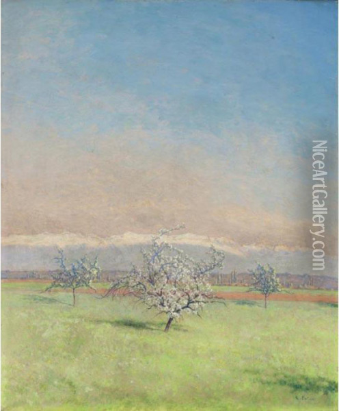 Three Apple Trees In The Spring Oil Painting - Emile Patru