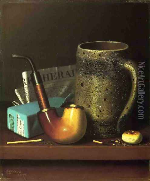 Still Life with Pipe, Mug and Newspaper Oil Painting - William Michael Harnett