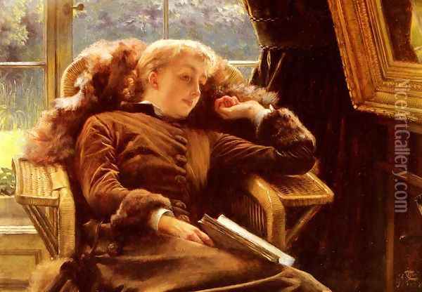 Kathleen Newton In An Armchair Oil Painting - James Jacques Joseph Tissot