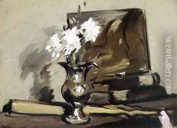 Flowers in a Silver Jug Oil Painting - Samuel John Peploe