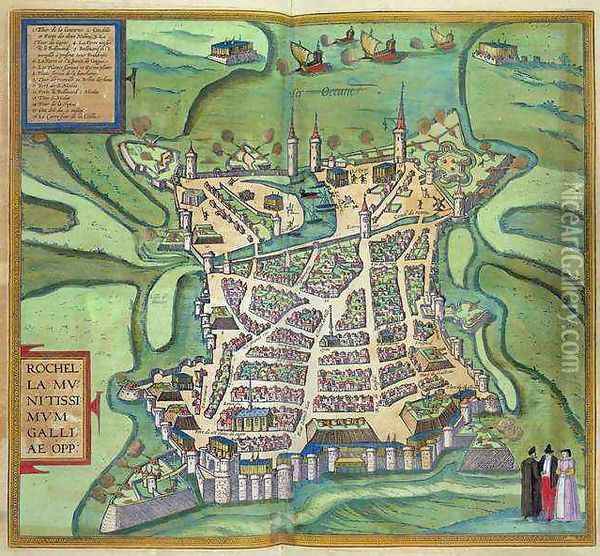 Map of La Rochelle from Civitates Orbis Terrarum Oil Painting - Joris Hoefnagel