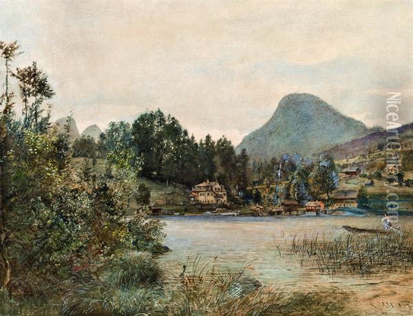 Grundlsee Oil Painting - Rudolf Ritter von Alt