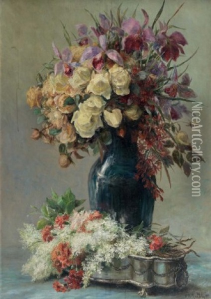Bouquet De Fleurs Oil Painting - Francois Richard De Montholon