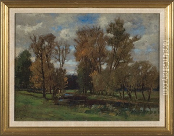 Landscape With Trees Beside A Brook Oil Painting - Frederick Dickinson Williams