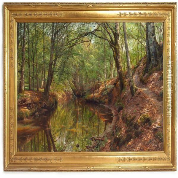 Spring In Saeby Forest Oil Painting - Peder Mork Monsted