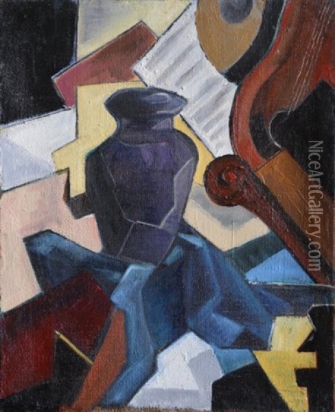 Composition Au Vase Oil Painting - Frederico Kromka