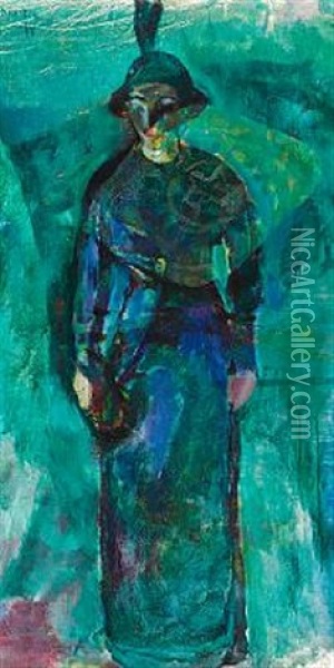 Standing Woman Oil Painting - Ludvig Peter Karsten