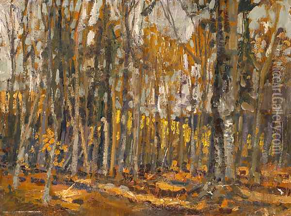 Wood Interior, Algonquin Park Oil Painting - Arthur Lismer