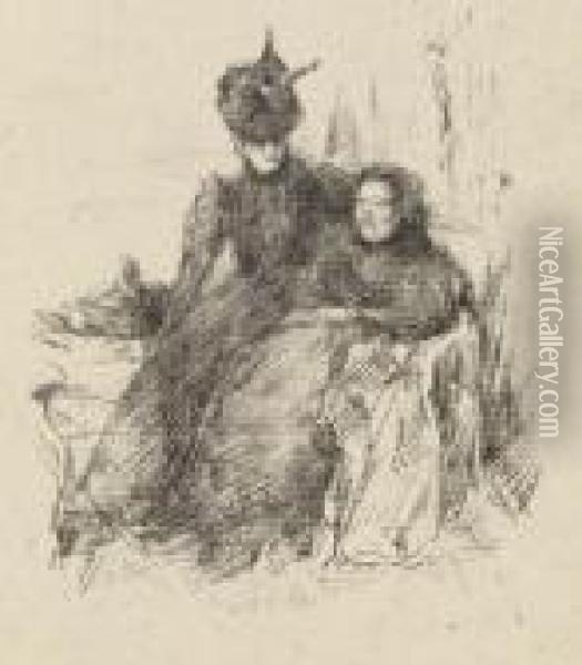 Mother And Daughter (la Mere Malade) Oil Painting - James Abbott McNeill Whistler