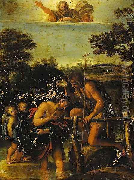 The Baptism of Christ Oil Painting - Antonio Carracci