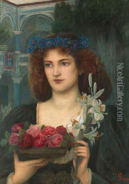 Beatrice Oil Painting - Maria Euphrosyne Spartali, later Stillman