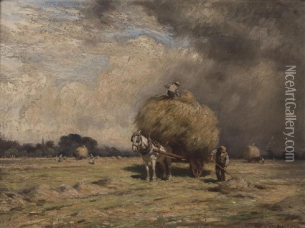 Saving The Hay Under An Impending Storm Oil Painting - William Kay Blacklock