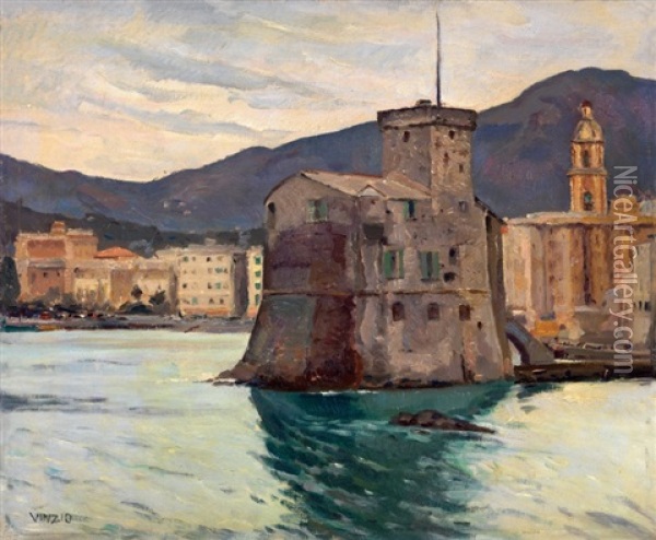 Il Castello Di Rapallo Oil Painting - Giulio Cesare Vinzio