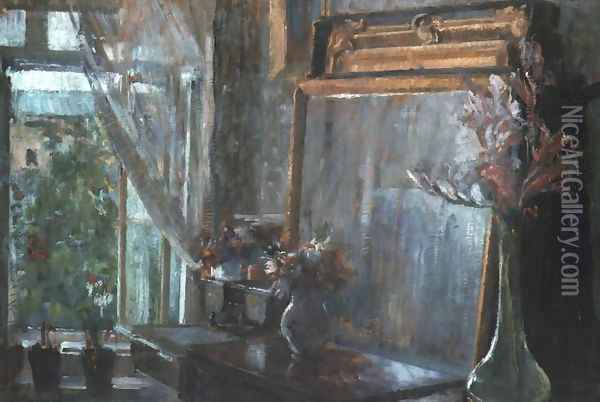 Interior of the Artist's Studio in Cracow Oil Painting - Olga Boznanska