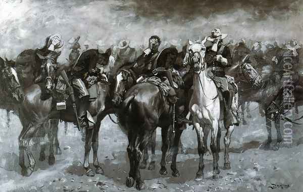 Cavalry in an Arizona Sandstorm Oil Painting - Frederic Remington