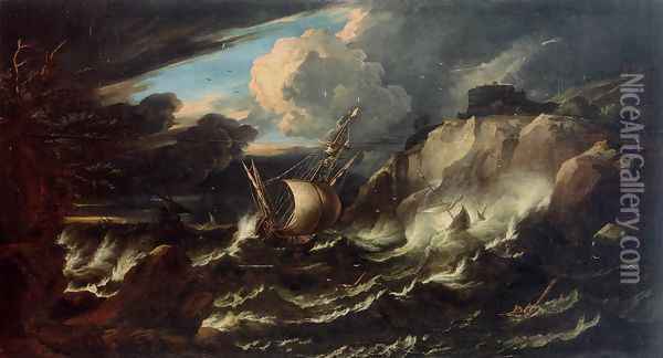 Storm at Sea Oil Painting - Pieter the Younger Mulier